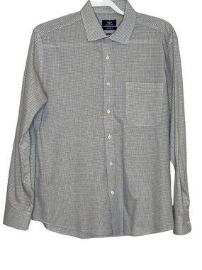 Dockers Mens Large 16 34/35 Plaid Button Front Shirt Long Sleeve
